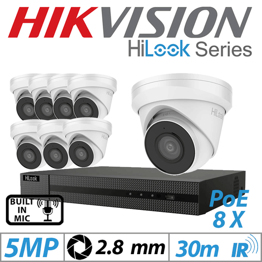 5MP 16CH Hikvision HiLook IP Kit – 8x Outdoor Dome 2.8mm