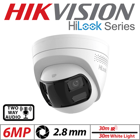 6MP Hikvision HiLook Dual-Lens Dome IP Outdoor Camera 2.8mm White