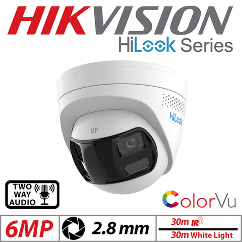 6MP Hikvision HiLook Dual-Lens Dome IP Outdoor ColorVu Camera White