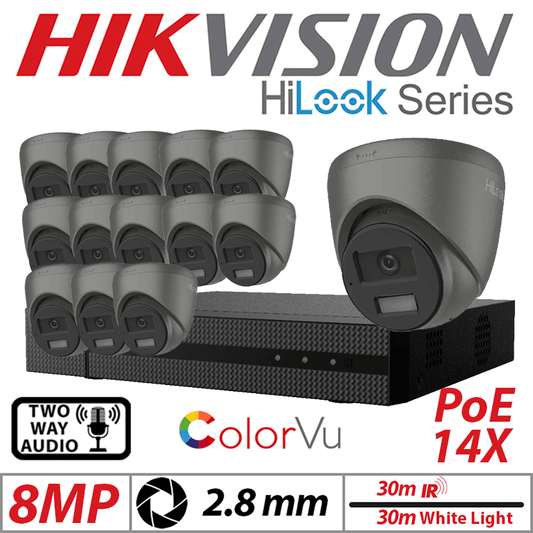 8MP 16CH Hikvision HiLook IP Kit – 14x ColorVu Dome 2.8mm