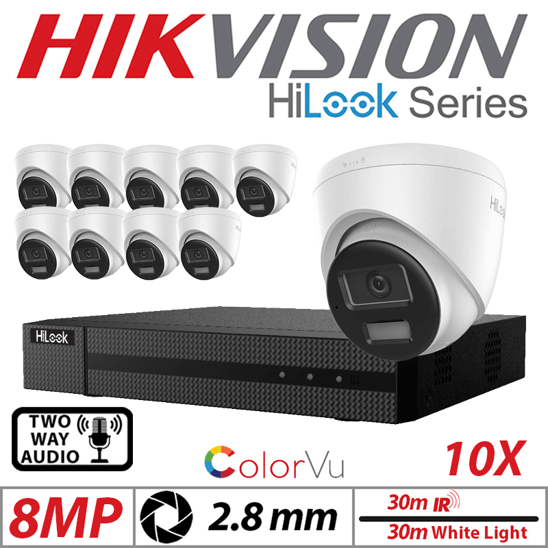 8MP 16CH Hikvision HiLook IP Kit – 10x ColorVu Dome 2.8mm
