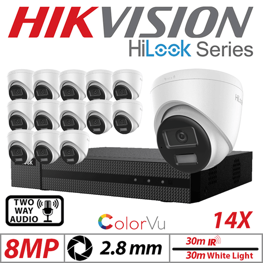 8MP 16CH Hikvision HiLook IP Kit – 14x White ColorVu Dome