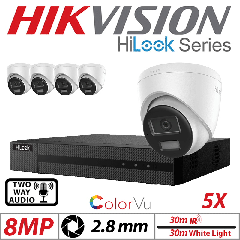 8MP 8CH Hikvision HiLook IP Kit 5x ColorVu Dome POE Cam