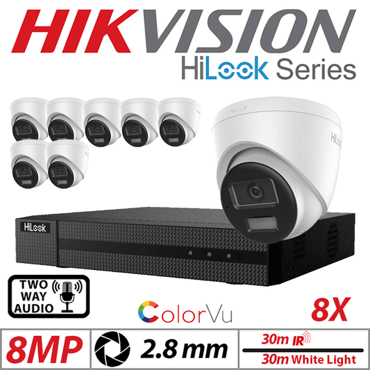 8MP 16CH Hikvision HiLook IP Kit – 8x White ColorVu Dome
