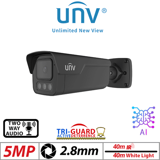 Uniview 5MP Tri-Guard 2.0 Bullet Camera AI 2.8mm Black