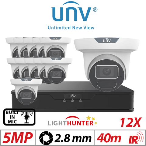 5MP 16CH Uniview 12x LightHunter IR AI Eyeball 2.8mm White