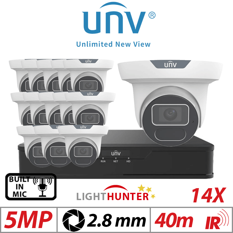 5MP 16CH Uniview 14x LightHunter IR AI Eyeball 2.8mm White