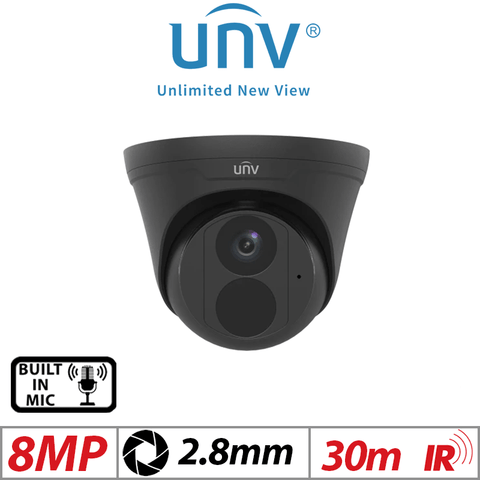 Uniview 8MP Fixed Dome Network Camera IR 2.8mm Black IPC3618