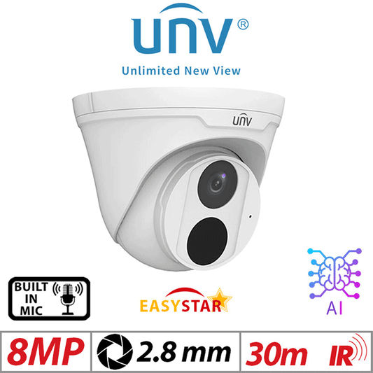 Uniview 8MP Turret IP Camera Easystar Mic 2.8mm White
