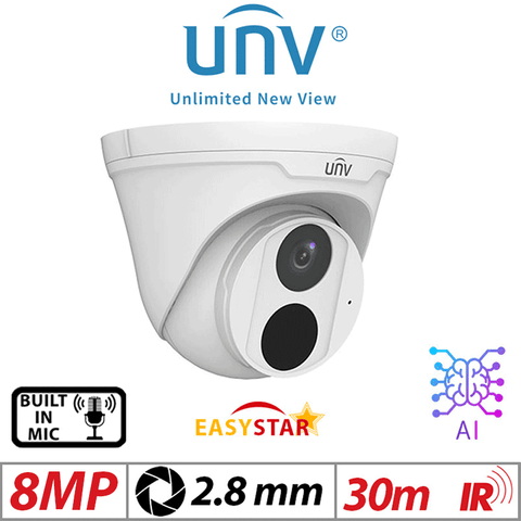 Uniview 8MP Turret IP Camera Easystar Mic 2.8mm White