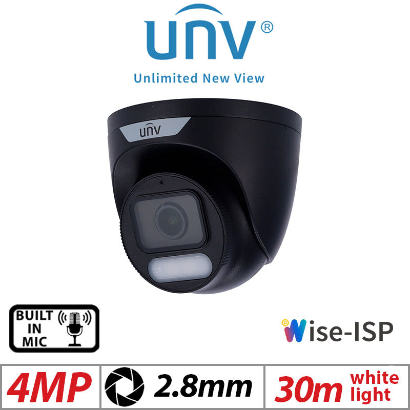 Uniview 4MP Metal Turret IP Camera ColorHunter 2.8mm Black