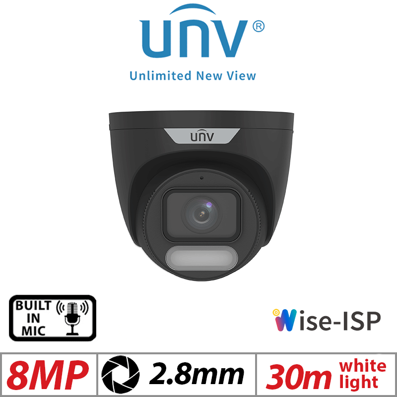 Uniview 8MP Turret Camera ColorHunter Wise-ISP 2.8mm Black