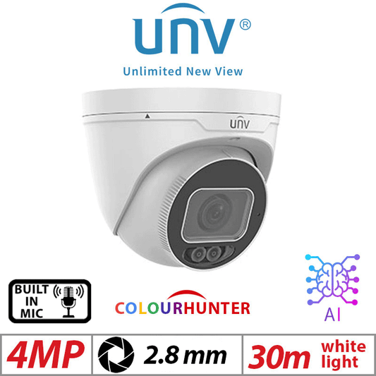 Uniview 4MP ColorHunter AI Turret Camera 2.8mm White G1
