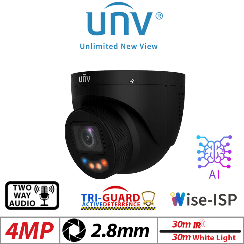 Uniview 4MP AI Tri-Guard 3.0 OwlView 2.8mm Black