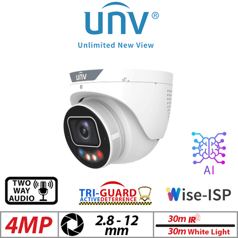 Uniview 4MP Varifocal AI Tri-Guard Camera 2.8–12mm White