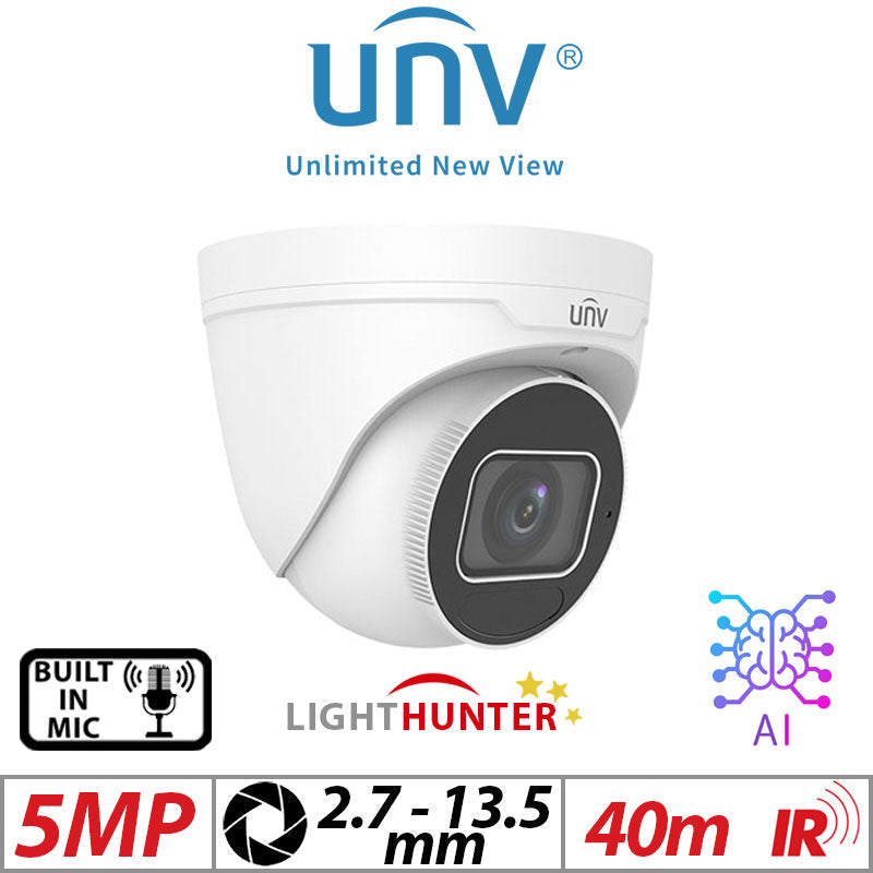 Uniview 5MP Turret Network Camera AI Lighthunter 2.7-13.5mm