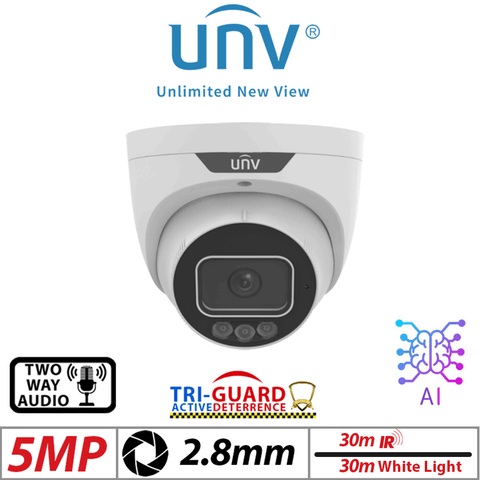 Uniview 5MP Tri-Guard 2.0 AI Network Camera 2.8mm White