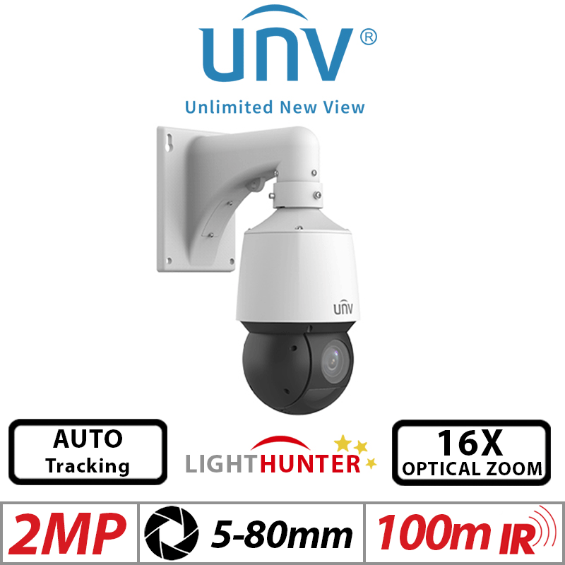 Uniview 2MP PTZ LightHunter Camera 16X Zoom Auto-Tracking IPC6412LR-X16-VG