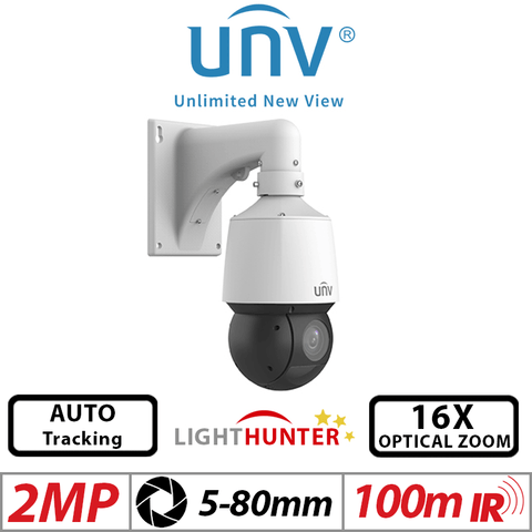 Uniview 2MP PTZ LightHunter Camera 16X Zoom Auto-Tracking IPC6412LR-X16-VG
