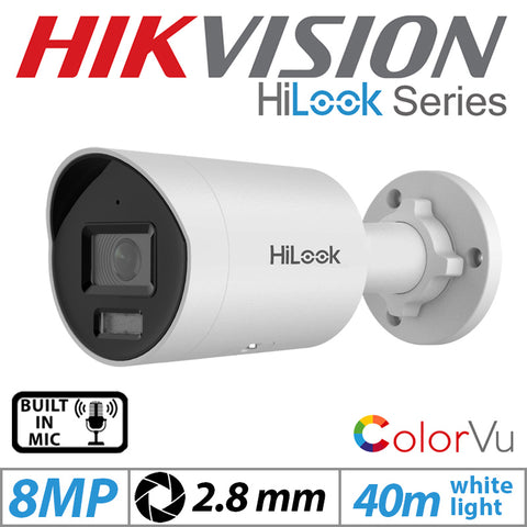 Hikvision 8MP HiLook ColorVu PoE Bullet Camera 2.8mm G2