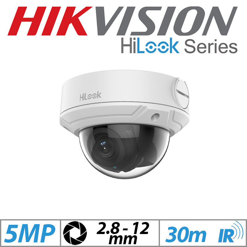 5MP Hikvision HiLook Vandal-Resistant Dome IP Camera 2.8-12mm White
