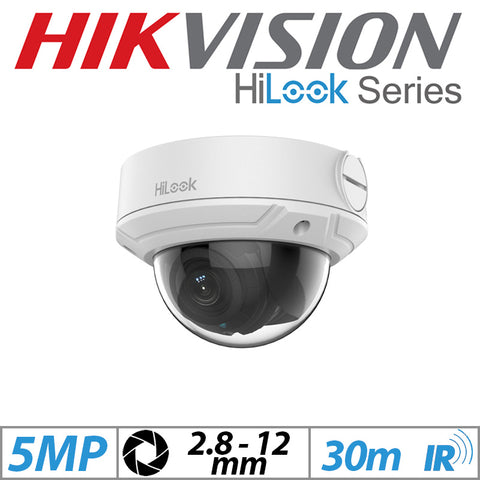 5MP Hikvision HiLook Vandal-Resistant Dome IP Camera 2.8-12mm White