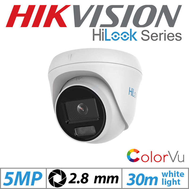 Hikvision 5MP HiLook Dome PoE ColorVu Outdoor Camera 2.8mm G2