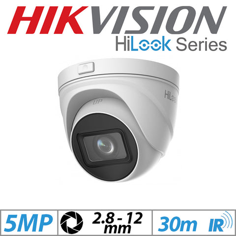 Hikvision 5MP HiLook PoE Turret Camera 2.8–12mm White G1