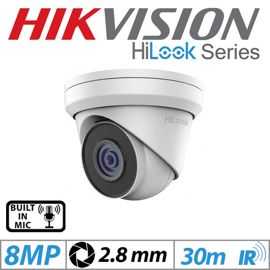 8MP HIKVISION HiLook Metal Turret IP Camera 2.8mm Built-in Mic
