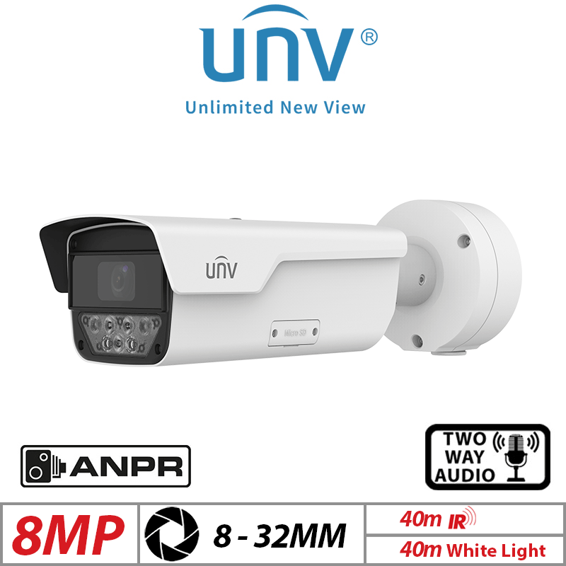 Uniview 8MP ANPR Bullet Camera 8-32mm Motorized Lens