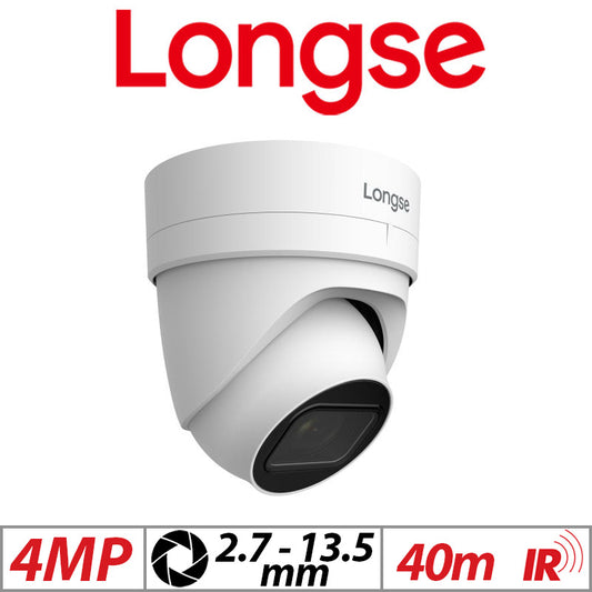 4MP Longse IP PoE Dome Camera 2.7-13.5mm Motorized White