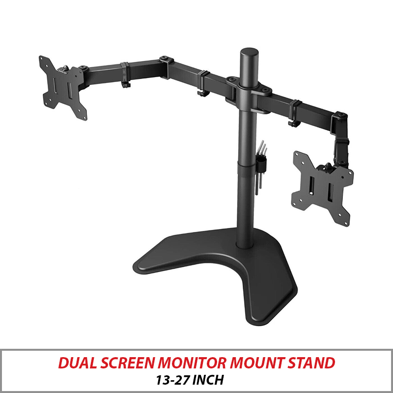 Dual Screen Monitor Mount Stand – Fits 13" to 27" Monitors