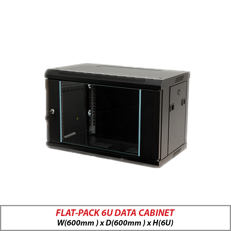Flat-Pack 6U Wall-Mount Data Cabinet Black 6U-600