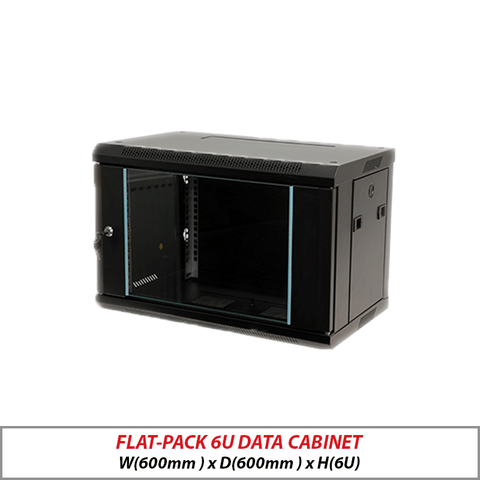 Flat-Pack 6U Wall-Mount Data Cabinet Black 6U-600