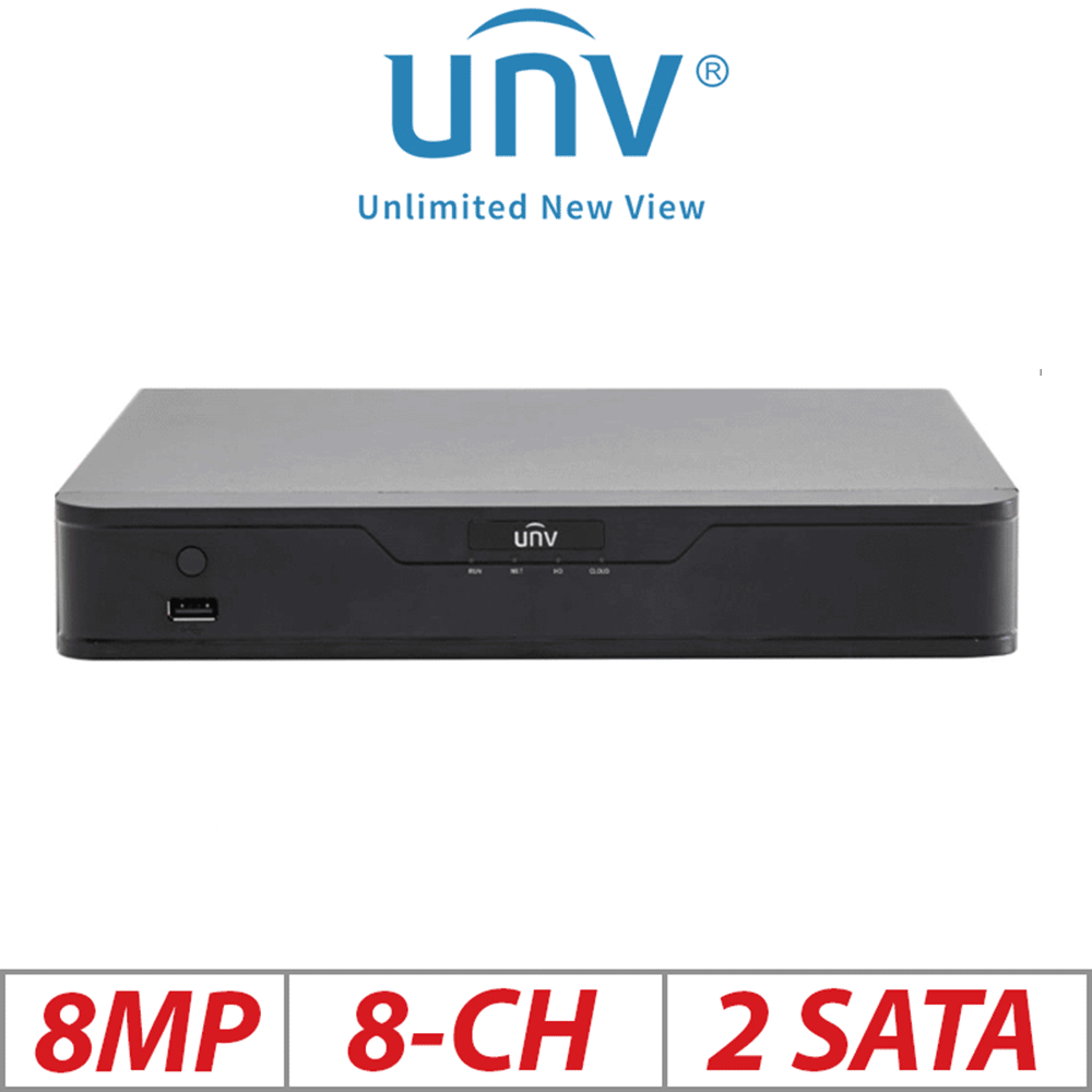 Uniview 8MP 8CH 2-SATA XVR Includes 4 Additional IP Ch