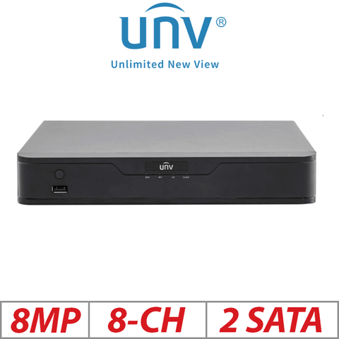 Uniview 8MP 8CH 2-SATA XVR Includes 4 Additional IP Ch