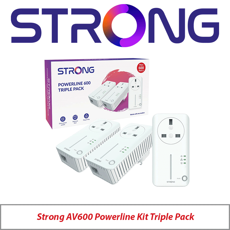 Strong AV600 Passthrough Powerline Kit Triple POWERL600TRIUKV2