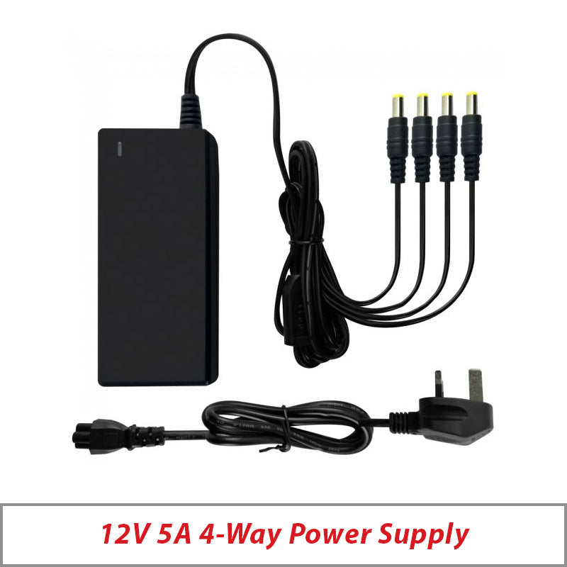 CCTV Power Supply 12V 5A 4-Way Inline for 8MP & 5MP Cameras