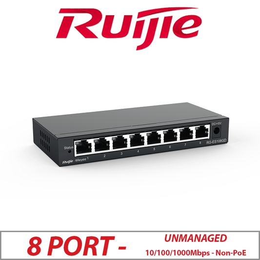 Ruijie 8LAN 10/100/1000Mbps Unmanaged Non-PoE Switch RG-ES108GD