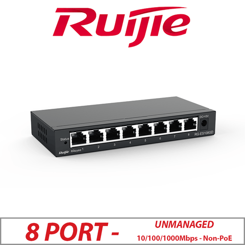 Ruijie 8LAN 10/100/1000Mbps Unmanaged Non-PoE Switch RG-ES108GD