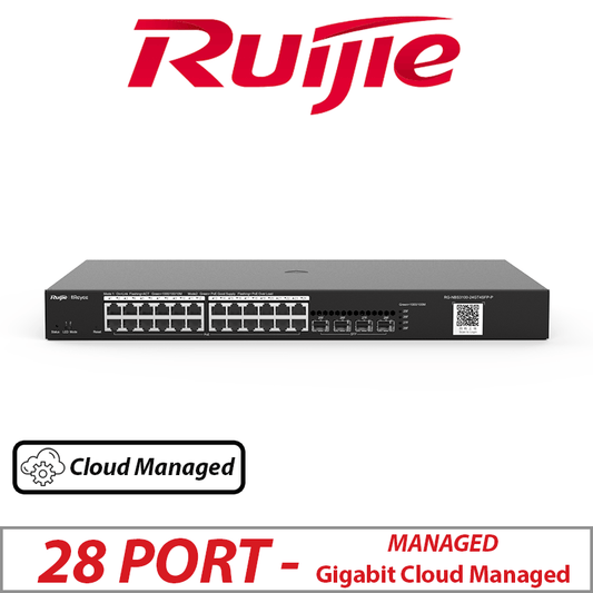 Ruijie 24-Port Layer 2 Cloud Managed PoE Switch – 24 PoE + 4 SFP