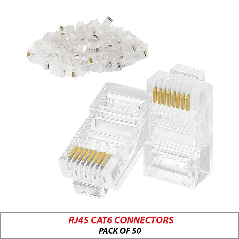 RJ45 CAT6 CONNECTORS PACK OF 50 RJ45-6-T