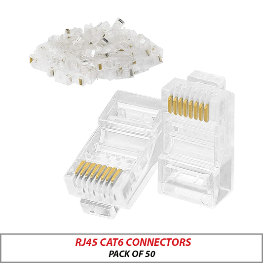 RJ45 CAT6 CONNECTORS PACK OF 50 RJ45-6-T