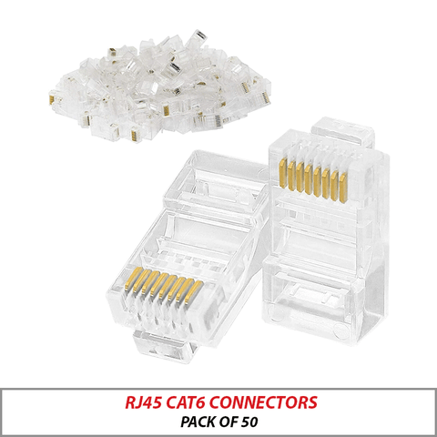 RJ45 CAT6 CONNECTORS PACK OF 50 RJ45-6-T