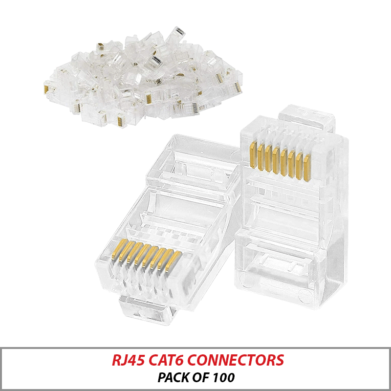RJ45 CAT6 CONNECTORS PACK OF 100 RJ45-6-T