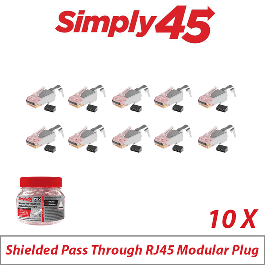 Pack of 10 Simply45 ProSeries Pass-Through Shielded Cat6/6A STP Red