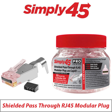 Simply45 ProSeries Pass-Through Hi/Lo Stagger Cat6/6A STP Red 50-Piece