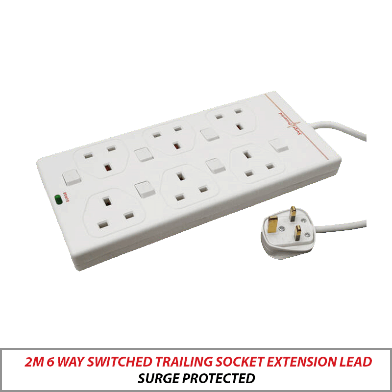 2M 6-Way Switched Surge Protected Extension Lead SG426BX