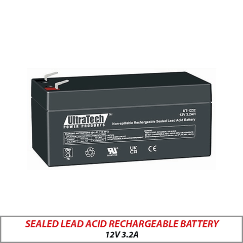 Ultratech 12V 3.2Ah Sealed Lead Acid Rechargeable Battery UT-1232