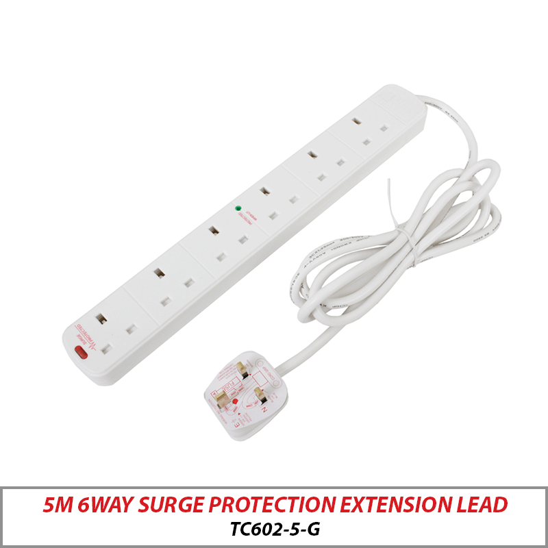 5M 6WAY SURGE PROTECTION EXTENSION LEAD TC602N-5-G